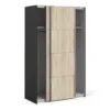 VERONA Sliding Wardrobe 120cm in Matt Black with Oak Doors and 2 Shelves - Image 16