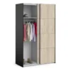 VERONA Sliding Wardrobe 120cm in Matt Black with Oak Doors and 2 Shelves - Image 15