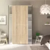 VERONA Sliding Wardrobe 120cm in Matt Black with Oak Doors and 5 Shelves - Image 12