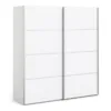 VERONA Sliding Wardrobe 180cm in White with White Doors and 2 Shelves