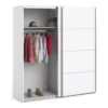 VERONA Sliding Wardrobe 180cm in White with White Doors and 2 Shelves - Image 9