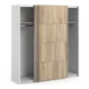VERONA Sliding Wardrobe 180cm in White with Oak Doors and 2 Shelves - Image 10