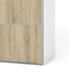 VERONA Sliding Wardrobe 180cm in White with Oak Doors and 2 Shelves - Image 6