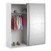 VERONA Sliding Wardrobe 180cm in White with 1 Mirror Doors and 2 Shelves - Image 9