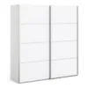 VERONA Sliding Wardrobe 180cm in White with White Doors and 5 Shelves