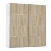 VERONA Sliding Wardrobe 180cm in White with Oak Doors and 5 Shelves