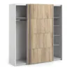 VERONA Sliding Wardrobe 180cm in White with Oak Doors and 5 Shelves - Image 10