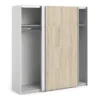 VERONA Sliding Wardrobe 180cm in White with White and Oak Doors and 2 Shelves - Image 10