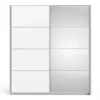 VERONA Sliding Wardrobe 180cm in White with White and Mirror Doors, 2 Shelves - Image 12