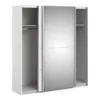 VERONA Sliding Wardrobe 180cm in White with White and Mirror Doors, 2 Shelves - Image 10