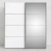 VERONA Sliding Wardrobe 180cm in White with White and Mirror Doors, 2 Shelves - Image 8