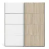 VERONA Sliding Wardrobe 180cm in White with White and Oak Doors, 5 Shelves - Image 13