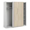 VERONA Sliding Wardrobe 180cm in White with White and Oak Doors, 5 Shelves - Image 11
