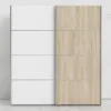 VERONA Sliding Wardrobe 180cm in White with White and Oak Doors, 5 Shelves - Image 9