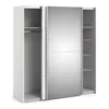 VERONA Sliding Wardrobe 180cm in White with White and Mirror Doors, 5 Shelves - Image 10