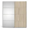 VERONA Sliding Wardrobe 180cm in White with Oak and Mirror Doors, 5 Shelves - Image 13