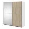 VERONA Sliding Wardrobe 180cm in White with Oak and Mirror Doors, 5 Shelves - Image 12