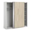 VERONA Sliding Wardrobe 180cm in White with Oak and Mirror Doors, 5 Shelves - Image 11