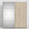 VERONA Sliding Wardrobe 180cm in White with Oak and Mirror Doors, 5 Shelves - Image 10