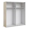 VERONA Sliding Wardrobe 180cm in Oak with White Doors and 2 Shelves - Image 2