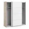 VERONA Sliding Wardrobe 180cm in Oak with White Doors and 2 Shelves - Image 10