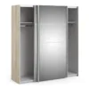 VERONA Sliding Wardrobe 180cm in Oak with 2 Mirror Doors and 2 Shelves - Image 10