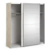 VERONA Sliding Wardrobe 180cm in Oak with White and Mirror Doors, 2 Shelves - Image 10