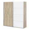 VERONA Sliding Wardrobes 180cm in Oak with White and Oak Doors, 2 Shelves - Image 12