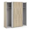 VERONA Sliding Wardrobes 180cm in Oak with White and Oak Doors, 2 Shelves - Image 10