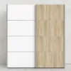 VERONA Sliding Wardrobes 180cm in Oak with White and Oak Doors, 2 Shelves - Image 8