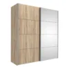 VERONA Sliding Wardrobe 180cm in Oak with Oak and |Mirror Doors, 2 Shelves