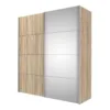 VERONA Sliding Wardrobe 180cm in Oak with Oak and |Mirror Doors, 2 Shelves - Image 12
