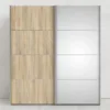 VERONA Sliding Wardrobe 180cm in Oak with Oak and |Mirror Doors, 2 Shelves - Image 9