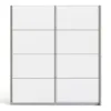 VERONA Sliding Wardrobe 180cm in Oak with White Doors and 5 Shelves - Image 11