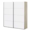 VERONA Sliding Wardrobe 180cm in Oak with White Doors and 5 Shelves - Image 10