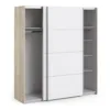 VERONA Sliding Wardrobe 180cm in Oak with White Doors and 5 Shelves - Image 9