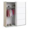 VERONA Sliding Wardrobe 180cm in Oak with White Doors and 5 Shelves - Image 8