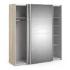 VERONA Sliding Wardrobe 180cm in Oak with 2 Mirror Doors and 5 Shelves - Image 9