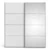 VERONA Sliding Wardrobe 180cm in Oak with White and Mirror Doors, 5 Shelves - Image 11