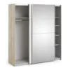 VERONA Sliding Wardrobe 180cm in Oak with White and Mirror Doors, 5 Shelves - Image 9