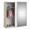VERONA Sliding Wardrobe 180cm in Oak with White and Mirror Doors, 5 Shelves - Image 8