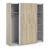 VERONA Sliding Wardrobe 180cm in Oak with White and Oak Doors, 5 Shelves - Image 9