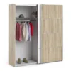 VERONA Sliding Wardrobe 180cm in Oak with White and Oak Doors, 5 Shelves - Image 8