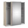 VERONA Sliding Wardrobe 180cm in Oak with Oak and Mirror Doors, 5 Shelves - Image 8