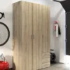 SPACE Wardrobe 3 Doors 3 Drawers in Oak 2000 - Image 9