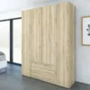SPACE Wardrobe 4 Doors 3 Drawers in Oak 2000 - Image 8