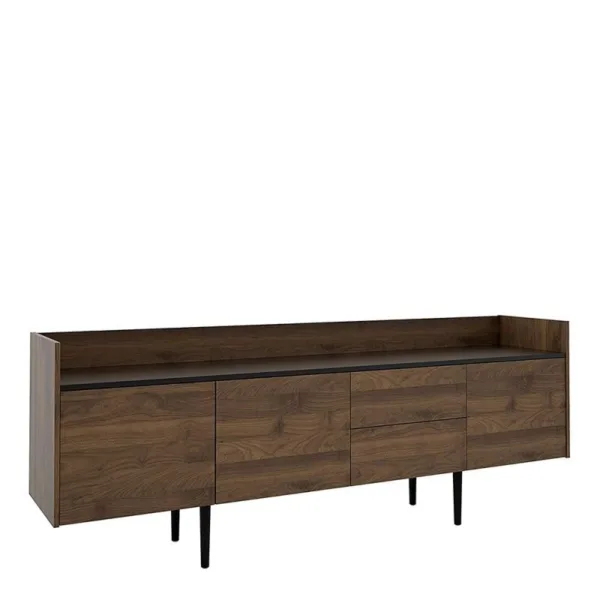 UNIT Sideboard 2 Drawers 3 Doors in Walnut and Black - Image 2