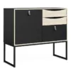 STUBBE Sideboard 1 Door 3 Drawers in Matt Black and Oak