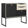 STUBBE Sideboard 1 Door 3 Drawers in Matt Black and Oak - Image 16