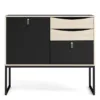 STUBBE Sideboard 1 Door 3 Drawers in Matt Black and Oak - Image 15